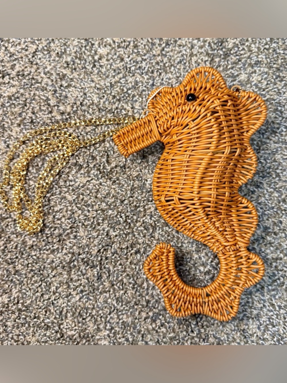 New Tommy Bahama Woven Seahorse Crossbody Bag - Natural Brown - Picture 7 of 11